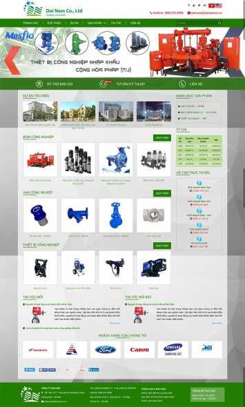 Mẫu thiết kế website giới thiệu công ty và sản phẩm máy bơm, thiết bị công nghiệp
