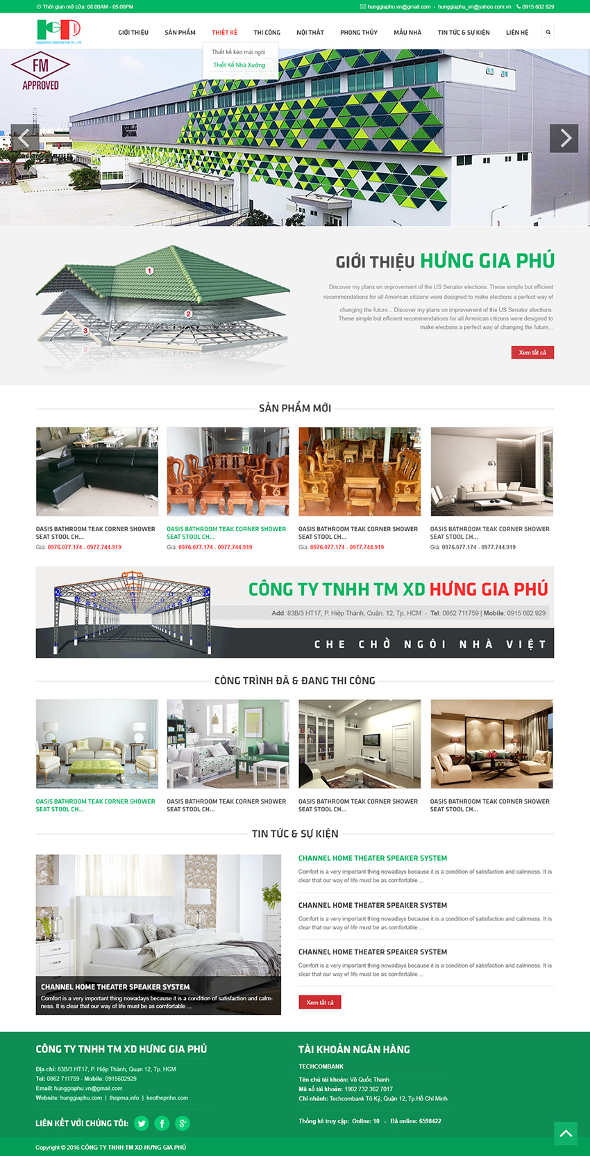 Mẫu giao diện thiết kế website công ty xây dựng Hưng Gia Phú