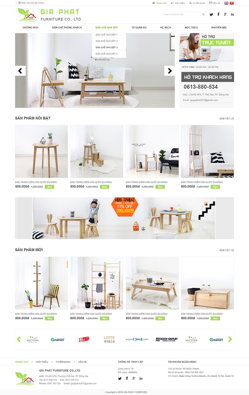 Mẫu giao diện thiết kế website công ty nội thất gỗ Gia Phát