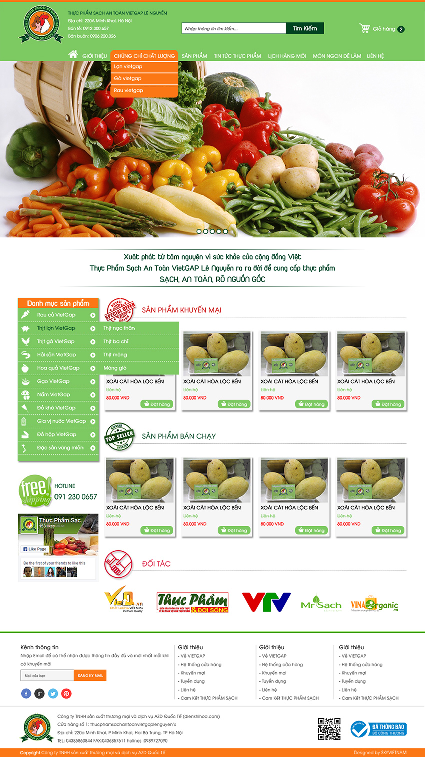 Mẫu thiết kế website bán hàng thực phẩm an toàn Viet Gap