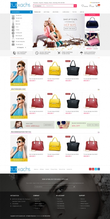 Mẫu thiết kế website bán hàng túi xách thời trang